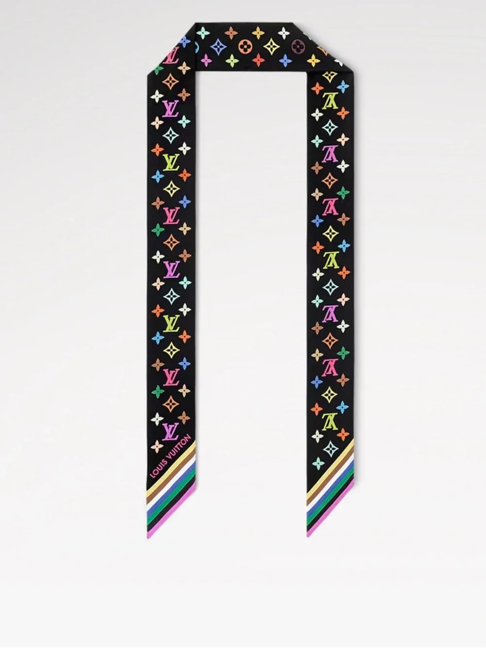 Louis. Vuitton. Multi-Color Signature Monogram Twilly T.M. L.E. Scarf